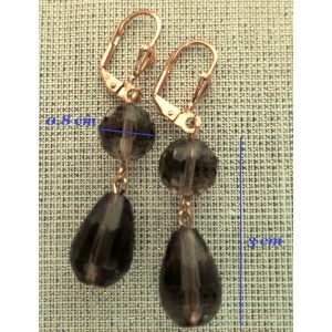 Eleganti auskari ar brūniem kristāliem, zelta pārklājums 24 karāti